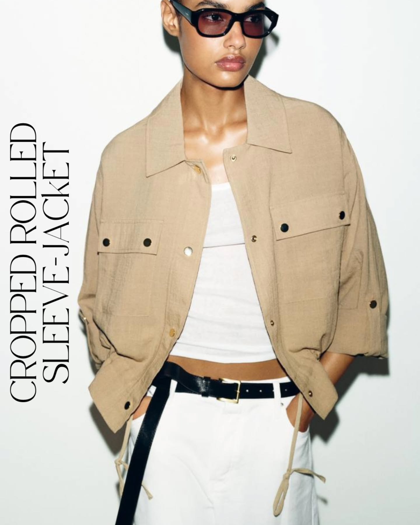 The Cropped Utility Jacket That Makes White Denim Feel Much Sharper